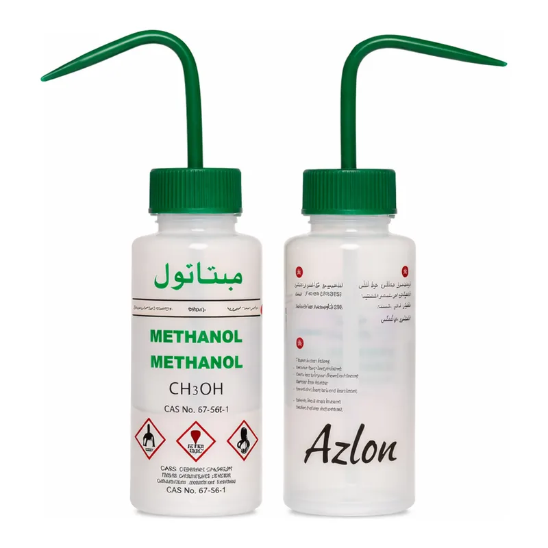 Merck Azlon Multi-Lingual Safety Wash Bottles With Driplok Vapor Venting