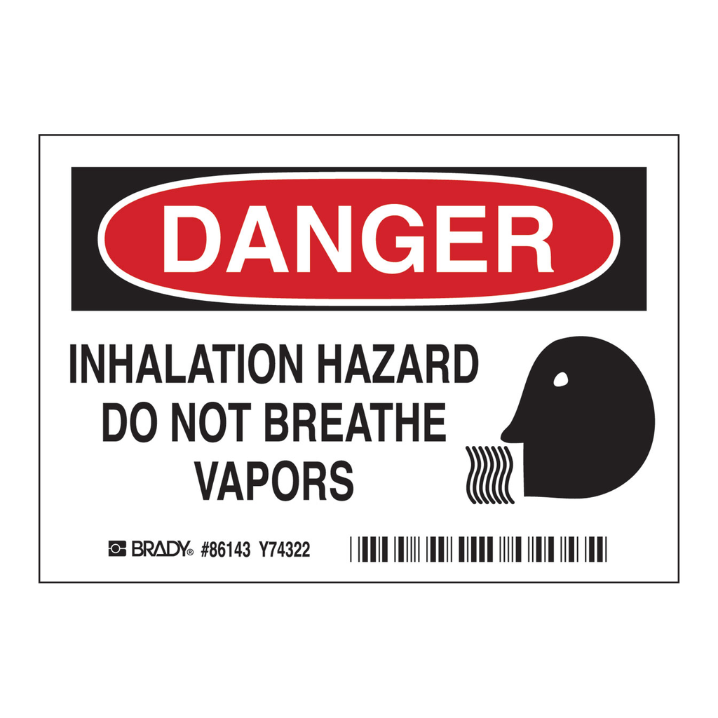 Brady DANGER Inhalation Hazard Do Not Breathe Vapors Labels