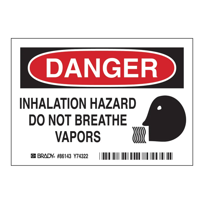 Brady DANGER Inhalation Hazard Do Not Breathe Vapors Labels