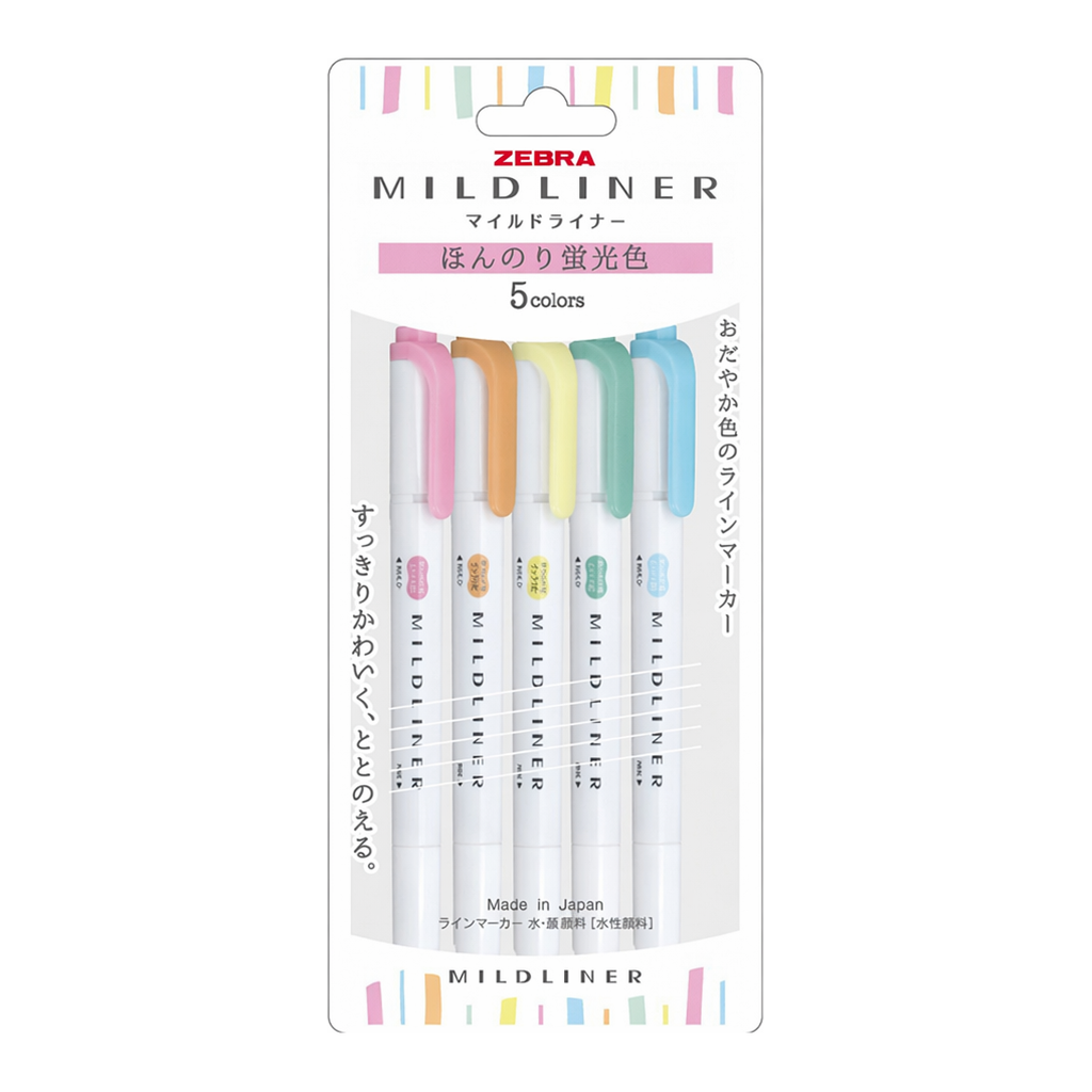 OFFICENEX 제브라 마일드라이너 5색 세트 WKT7-5C(1.4mm,4.0mm)
