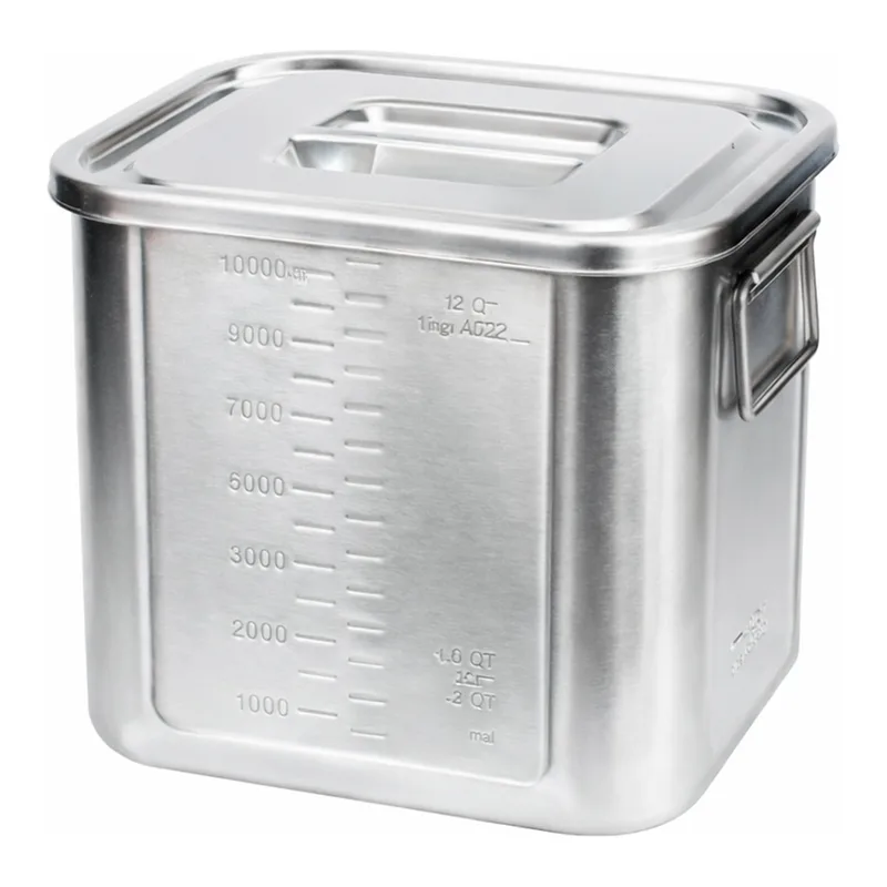 Daihan Science 7~24Lit Stainless-steel Graduated Rectangular Pot, with Lid & Handle<br>Anti-mag