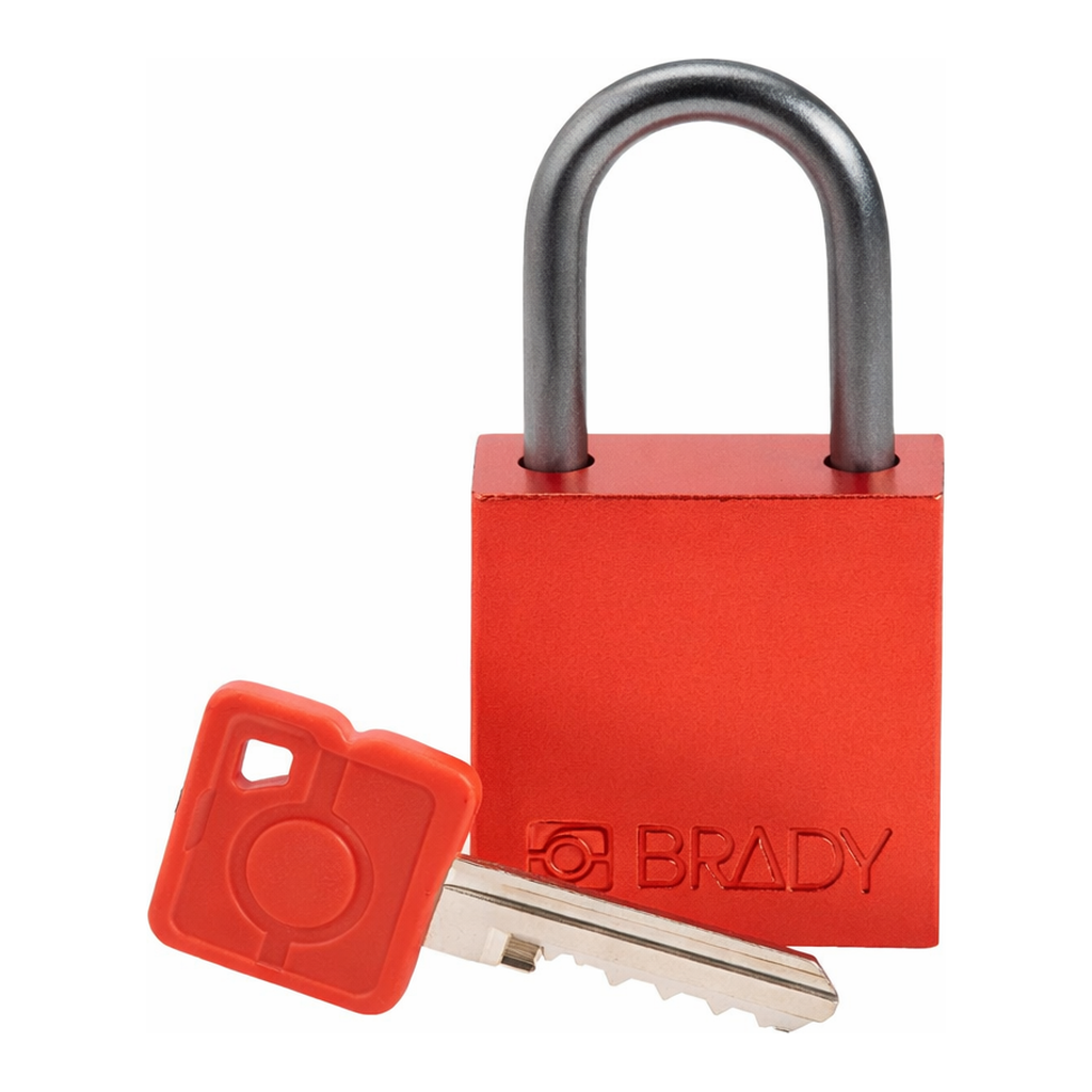 Brady Velocity Aluminum Compact Safety Lockout Padlocks - Red, Keyed Different