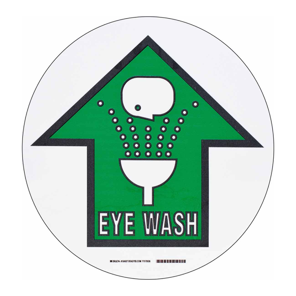 Brady EYE WASH Up Arrow ToughStripe Floor Sign