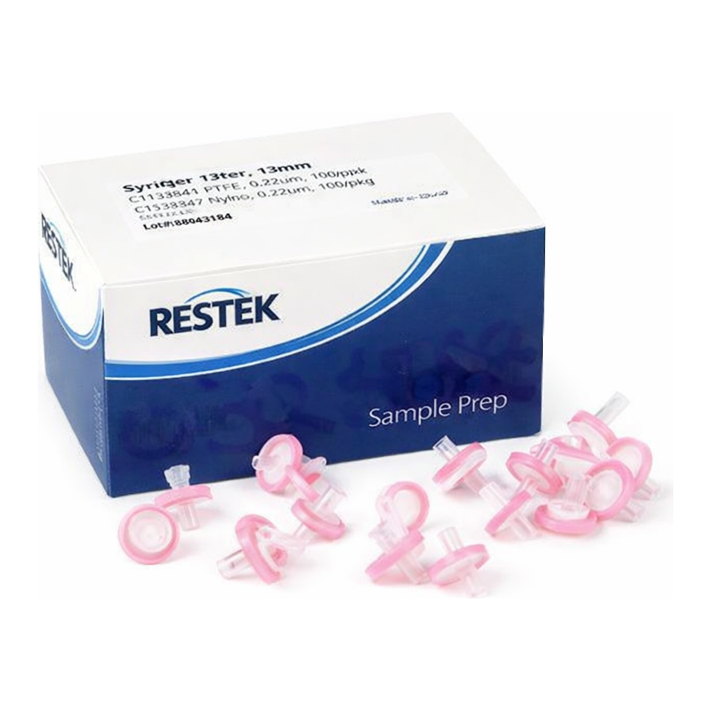 Restek Syringe Filter, 13mm, 0.45um Nylon 100pk Luer Lock Inlet, Pink