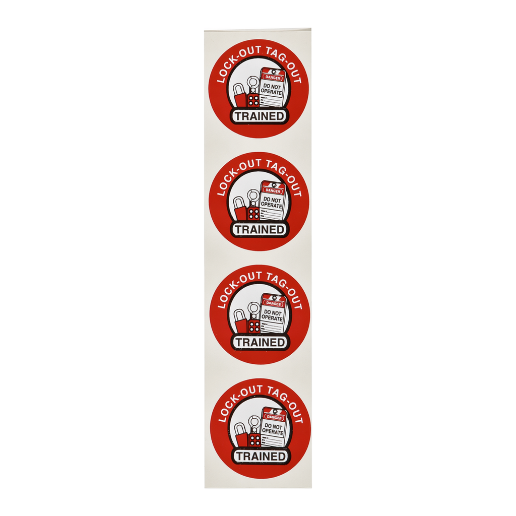 Brady LOCK-OUT TAG-OUT TRAINED Hard Hat Labels