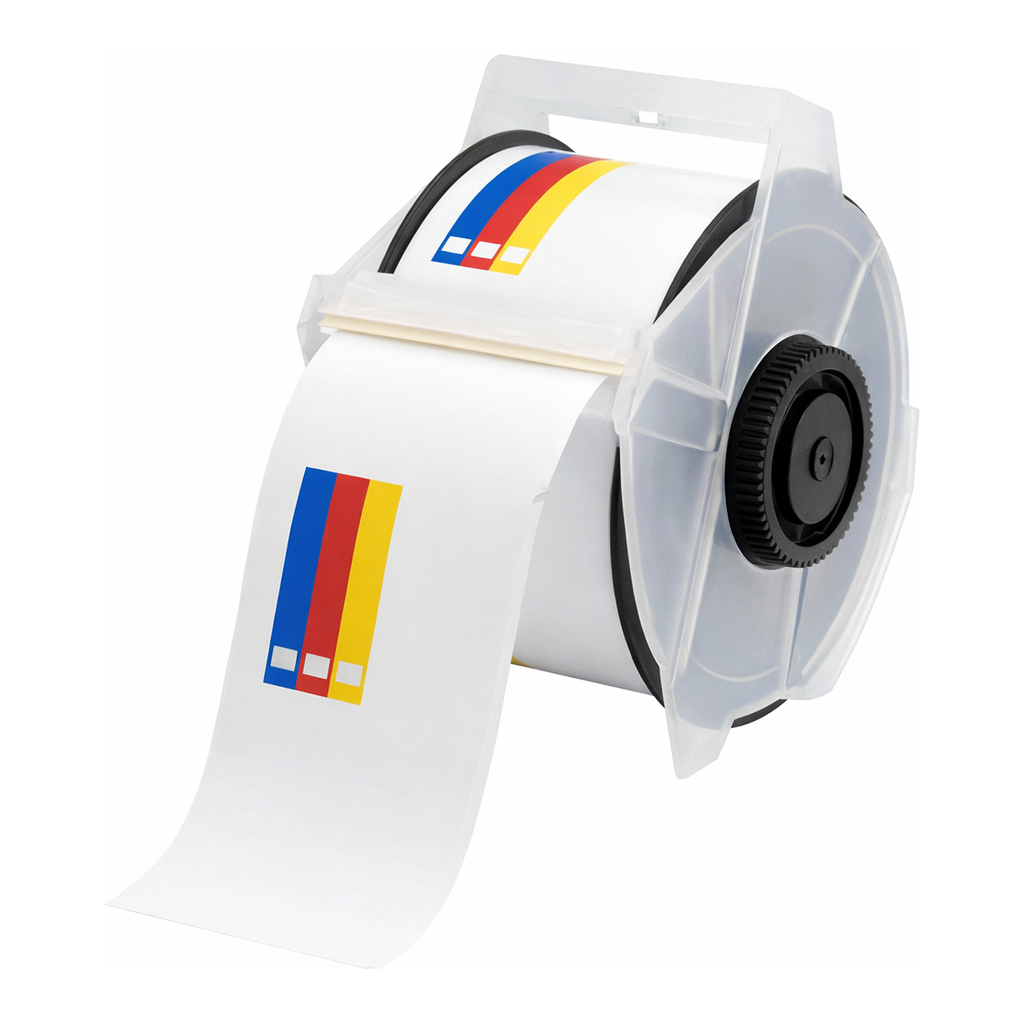 Brady All Weather Permanent Adhesive Vinyl Right-To-Know Labels for GlobalMark Printer - 2.25" x 4.25", Color Bar and Text