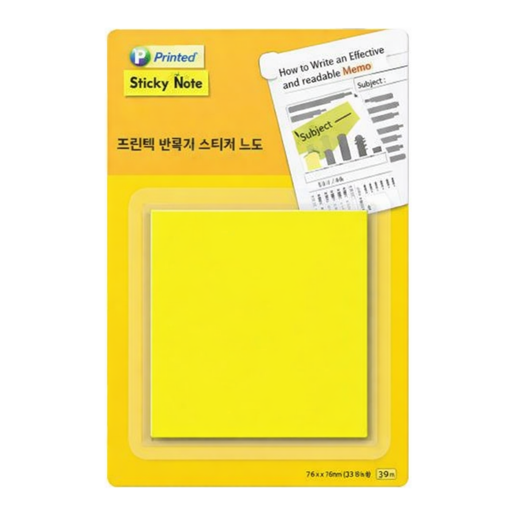 OFFICENEX 프린텍 CL7676Y반투명스티키노트 노랑 76 x76 30매(76x76mm,30매)