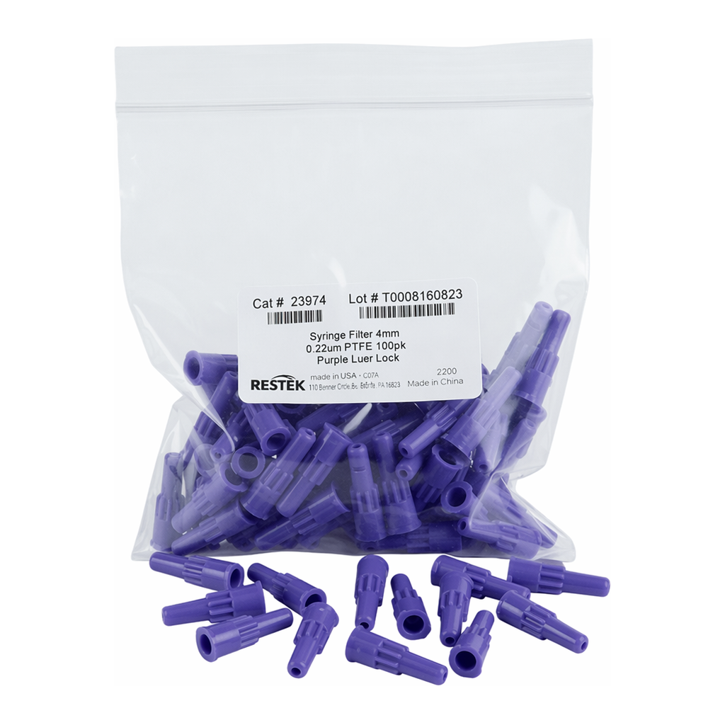 Restek Syringe Filter, 4mm, 0.22um PTFE Purple Luer Lock 100-pk