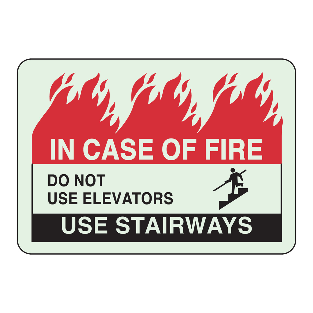 Brady BradyGlo IN CASE OF FIRE Do Not Use Elevators Use Stairways Sign