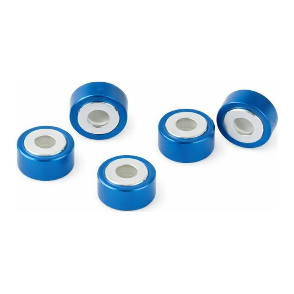 Restek SPME Vial Cap, 20mm, Blue Bi-Metal Crimp with MicroCenter PTFE/Silicone Septa, 100-pk