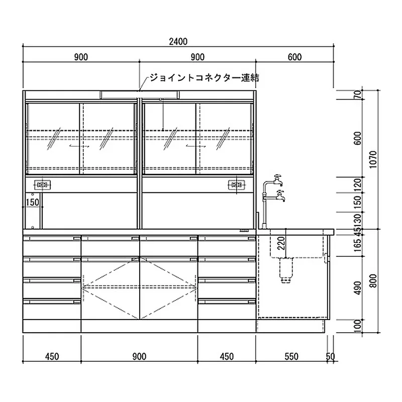 AS ONE Central Laboratory Bench Wooden White Type, Riser Type, Side Sink, with Reagent Shelf 2400 x 1200 x 800/1870and others