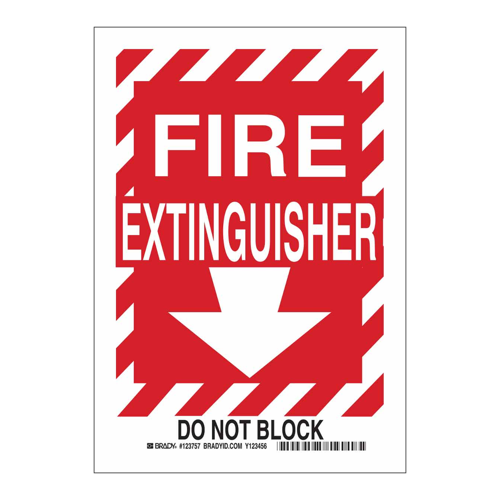 Brady Fire Extinguisher Do Not Block Sign