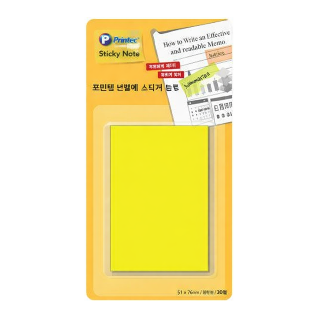 OFFICENEX 프린텍 CL5176Y반투명스티키노트 노랑 51 x76 30매(51x76mm,30매)