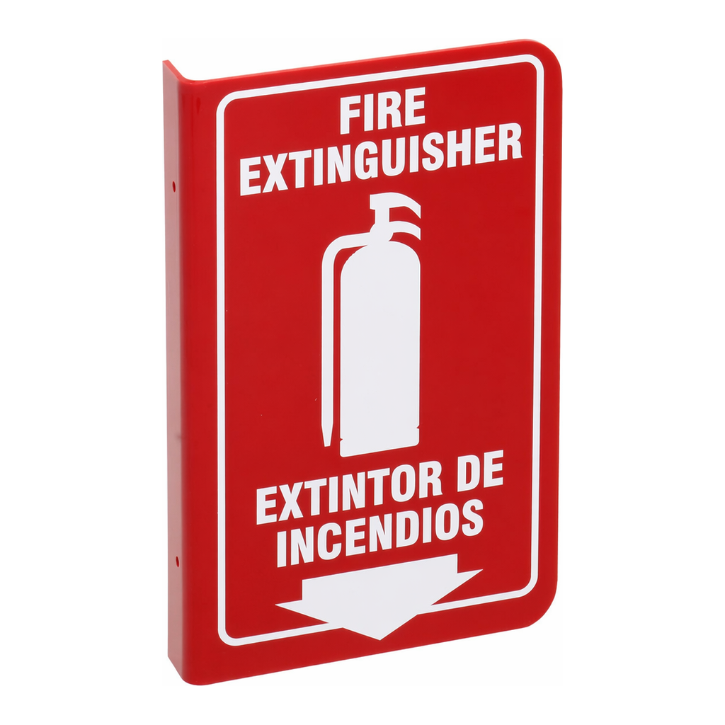Brady Bilingual L Fire Extinguisher Sign