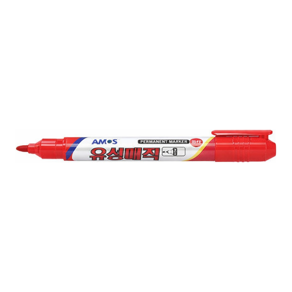 OFFICENEX 아모스 유성매직 적색 (1~2mm)