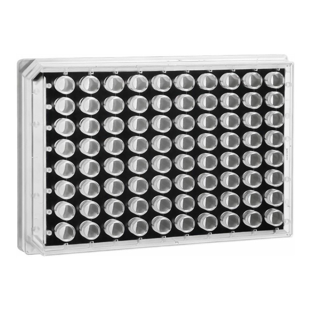 Greiner Bio One CELLVIEW MICROPLATE, 96 WELL, CYCLOOLEFIN,F-BOTTOM (CHIMNEY WELL), GLASS BOTTOM, BLACK, TC, LID, STERILE, SINGLE PACKED