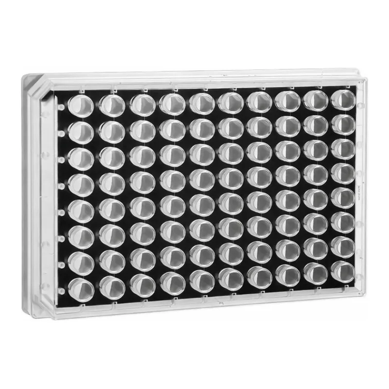 Greiner Bio One CELLVIEW MICROPLATE, 96 WELL, CYCLOOLEFIN,F-BOTTOM (CHIMNEY WELL), GLASS BOTTOM, BLACK, TC, LID, STERILE, SINGLE PACKED