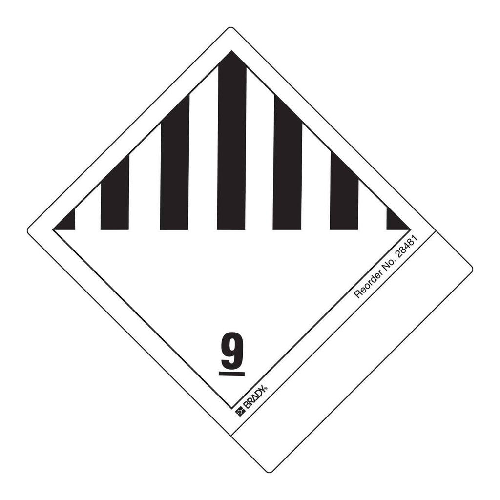 Brady Label: Paper, Black on White, 4 in H x 4.75 in W, 9
