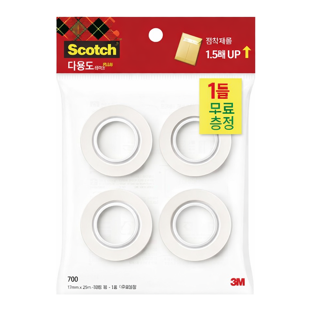 OFFICENEX 스카치 초강력 다용도 테이프 리필 SH1225R (12mmx25m) 3+1