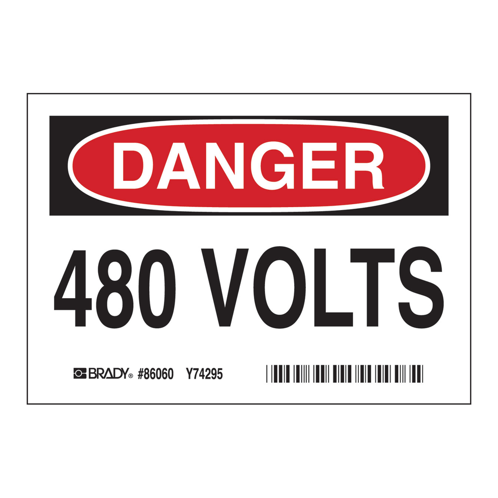 Brady DANGER 480 Volts Labels