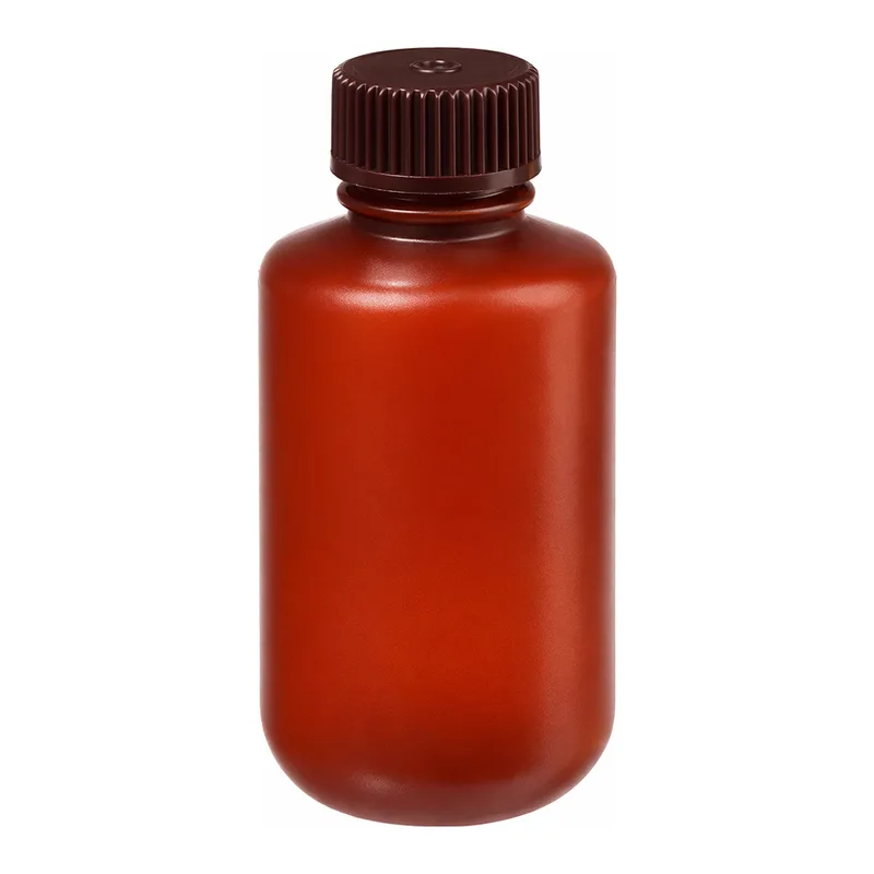 Thermo Fisher Scientific Nalgene Narrow-Mouth Translucent Amber HDPE Packaging Bottles with Closure: Bulk Pack, 125mL