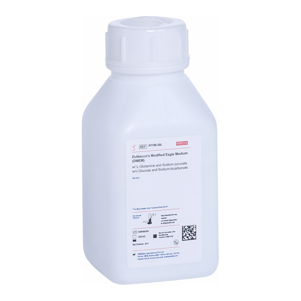 Himedia Dulbecco’s Modified Eagle Medium (DMEM) w/ L-Glutamine and Sodium pyruvate w/o Glucose and Sodium bicarbonate
