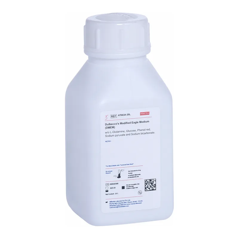 Himedia Dulbecco’s Modified Eagle Medium (DMEM) w/o L-Glutamine, Glucose, Phenol red, Sodium pyruvate and Sodium bicarbonate