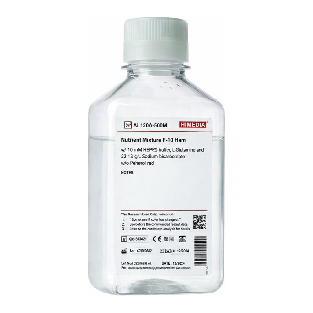 Himedia Nutrient Mixture F-10 Ham w/ 10 mM HEPES buffer, L-Glutamine and 1.2 g/L Sodium bicarbonate w/o Phenol red