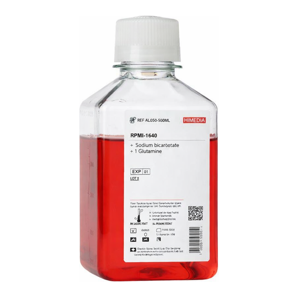 Himedia RPMI-1640 w/ 2mM L-Glutamine, 10mM HEPES buffer, 4.5gms Glucose per litre and 1.5gms per litre Sodium bicarbonate w/o Sodium pyruvate