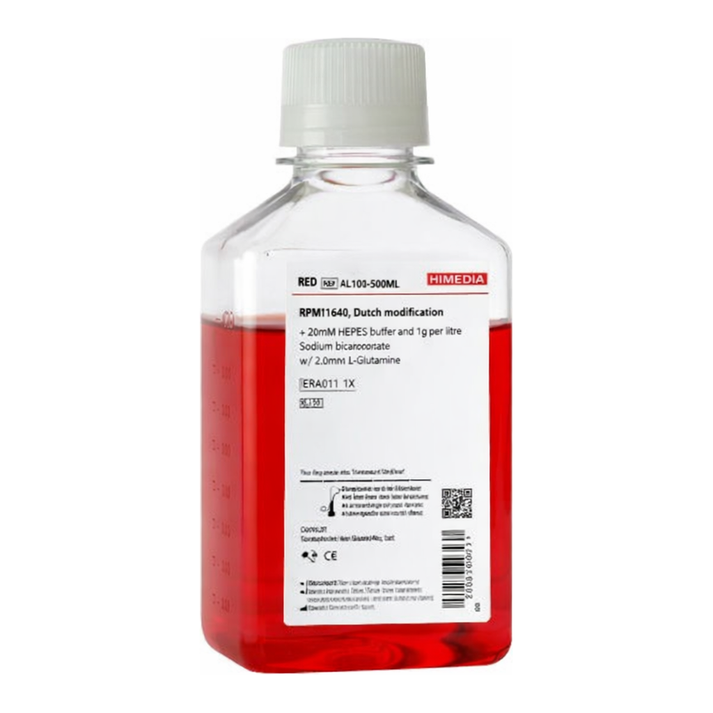 Himedia RPMI-1640, Dutch modification w/ 20mM HEPES buffer and 1gm per litre Sodium bicarbonate w/o L-Glutamine