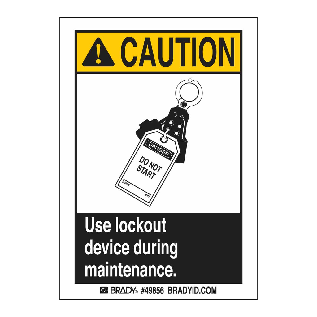Brady CAUTION Use Lockout Device During Maintenance Labels