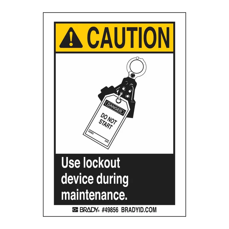 Brady CAUTION Use Lockout Device During Maintenance Labels