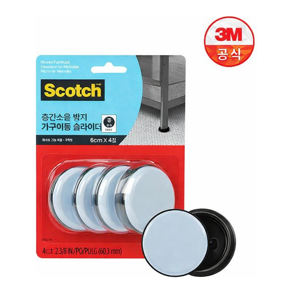 OFFICENEX 3M 미끄럼방지패드 SP646 가구이동 슬라이더(원형,중,장착용)