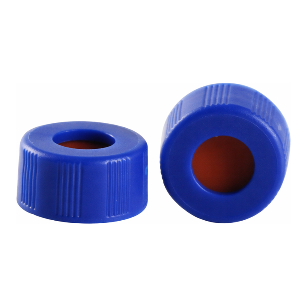 Biosharp 9mm short screw-thread cap blue with white PTFE/ red silicone septa