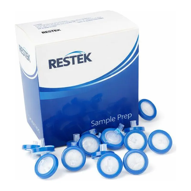 Restek Syringe Filter, 25mm, 0.22um PVDF 100pk Blue Luer Lock Inlet