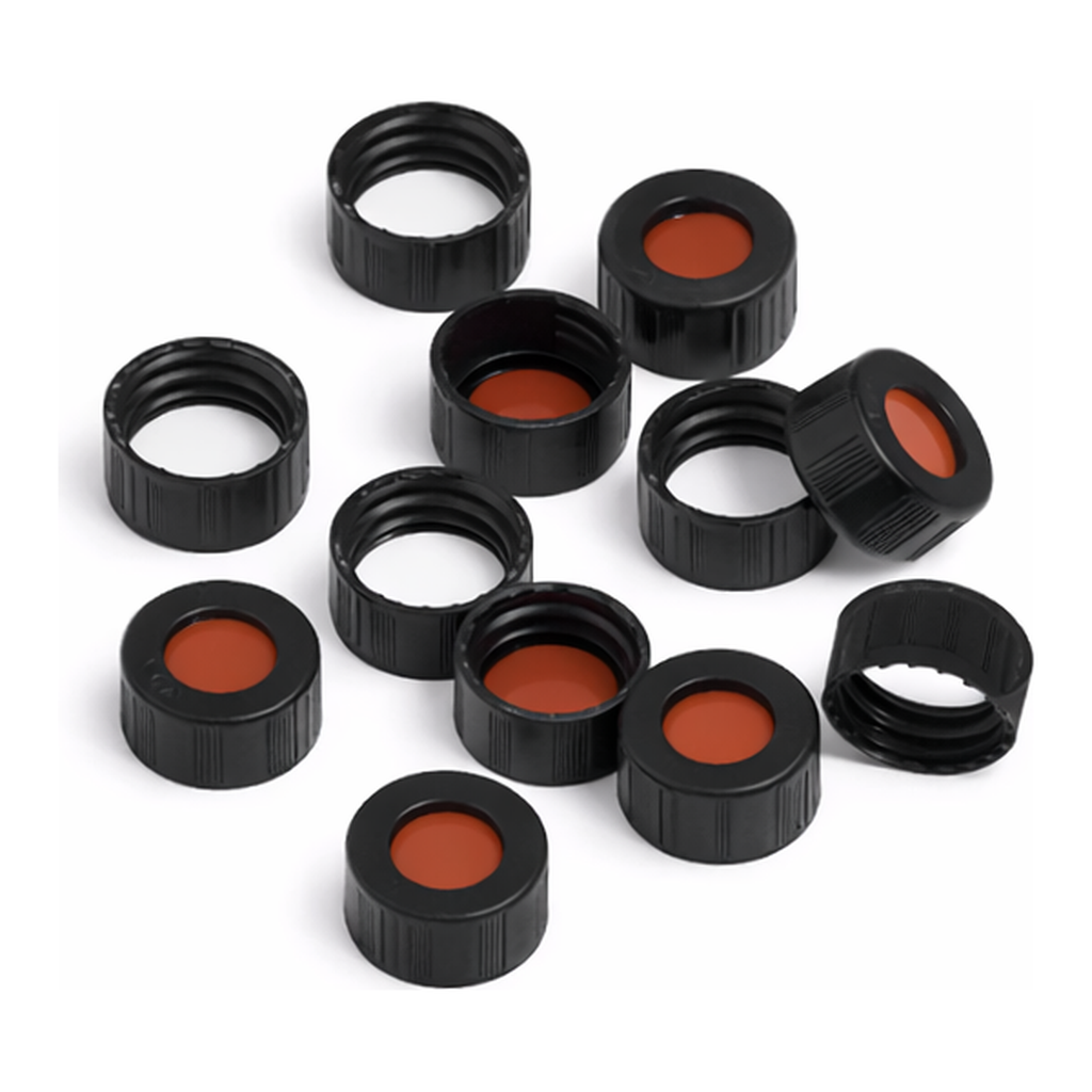 Agilent Black screw cap, PTFE/sil septa,100pk