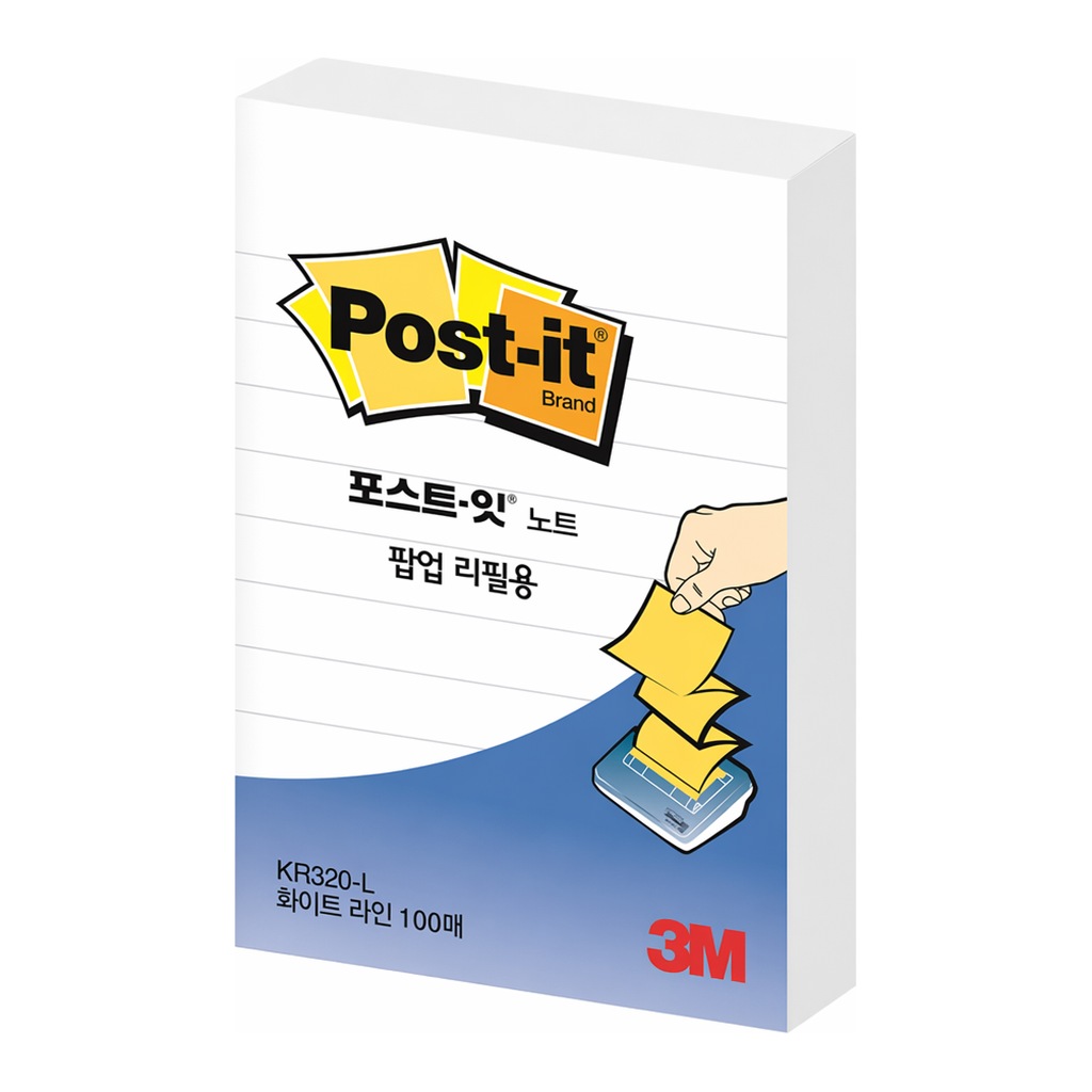 OFFICENEX 3M 포스트잇 팝업 리필 KR-320 화이트 라인 51x76mm 총100장/1패드