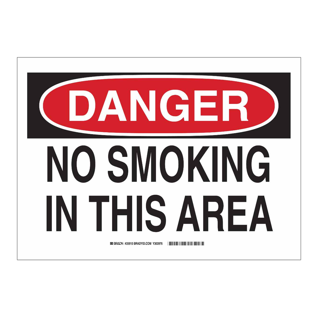 Brady DANGER No Smoking In This Area Sign