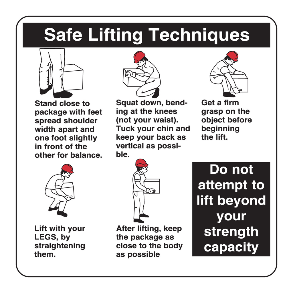 Brady SAFE LIFTING TECHNIQUES Label