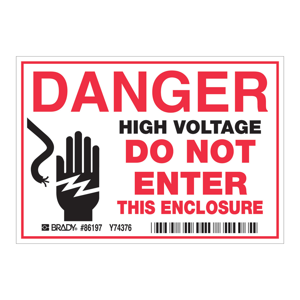 Brady Danger High Voltage Do Not Enter This Enclosure Labels