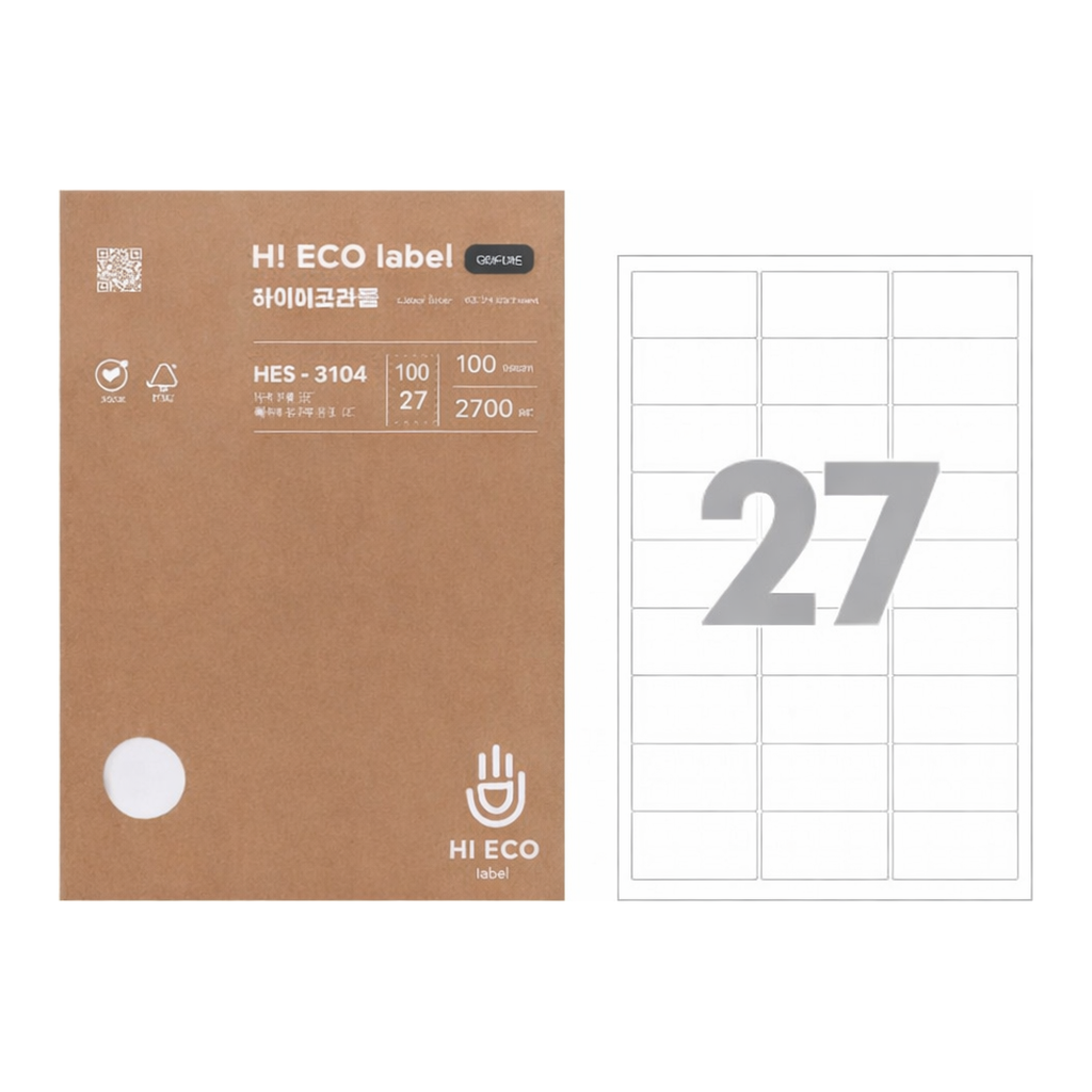 OFFICENEX 하이에코라벨(HES-3104/100매/27칸/폼텍)친환경 인증 상품