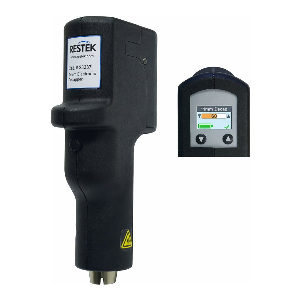 Restek 11mm Electronic Decapper Rechargeable kit includes: charger with Universal Plug Set with
