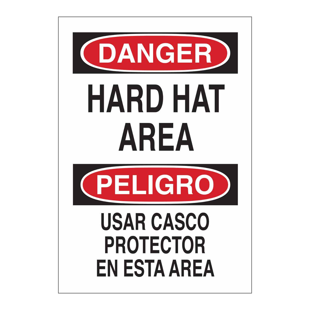 Brady Bilingual DANGER Hard Hat Area Sign