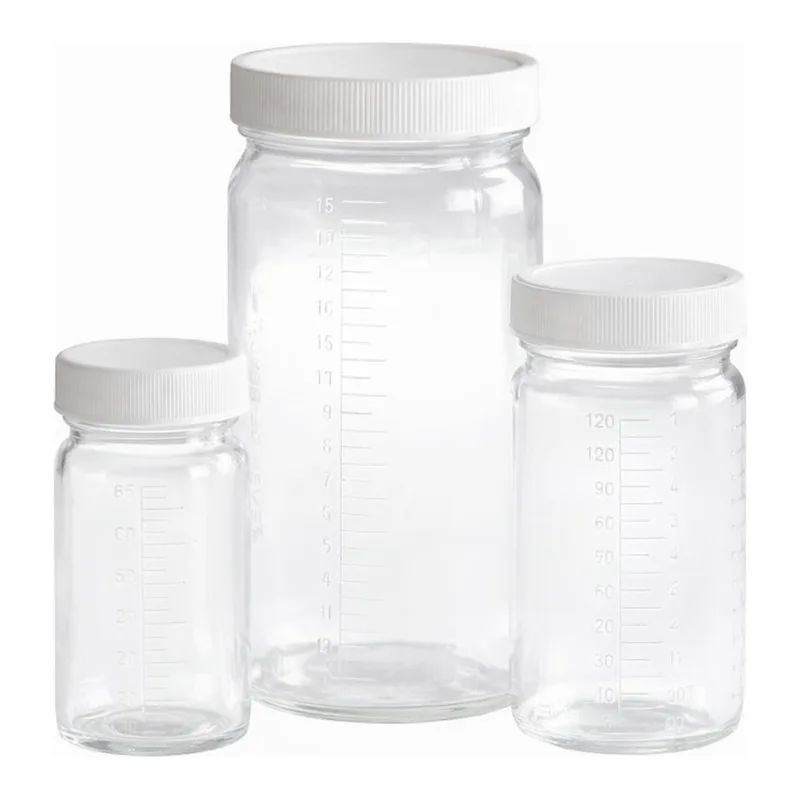 Thermo Fisher Scientific Graduated Glass Bottle Beakers with White Polypropylene PE Foam/PTFE Cap