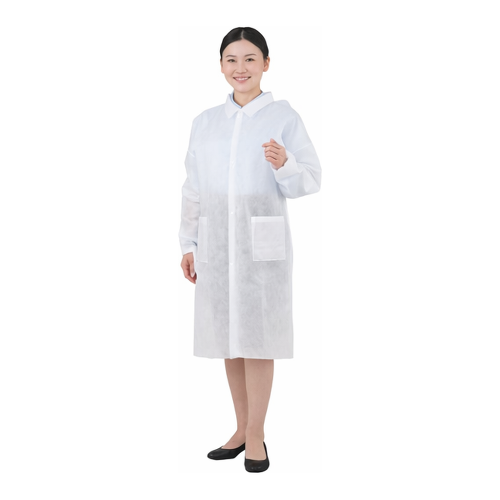 AS ONE Disposable white coat (buttoned) 98 cm