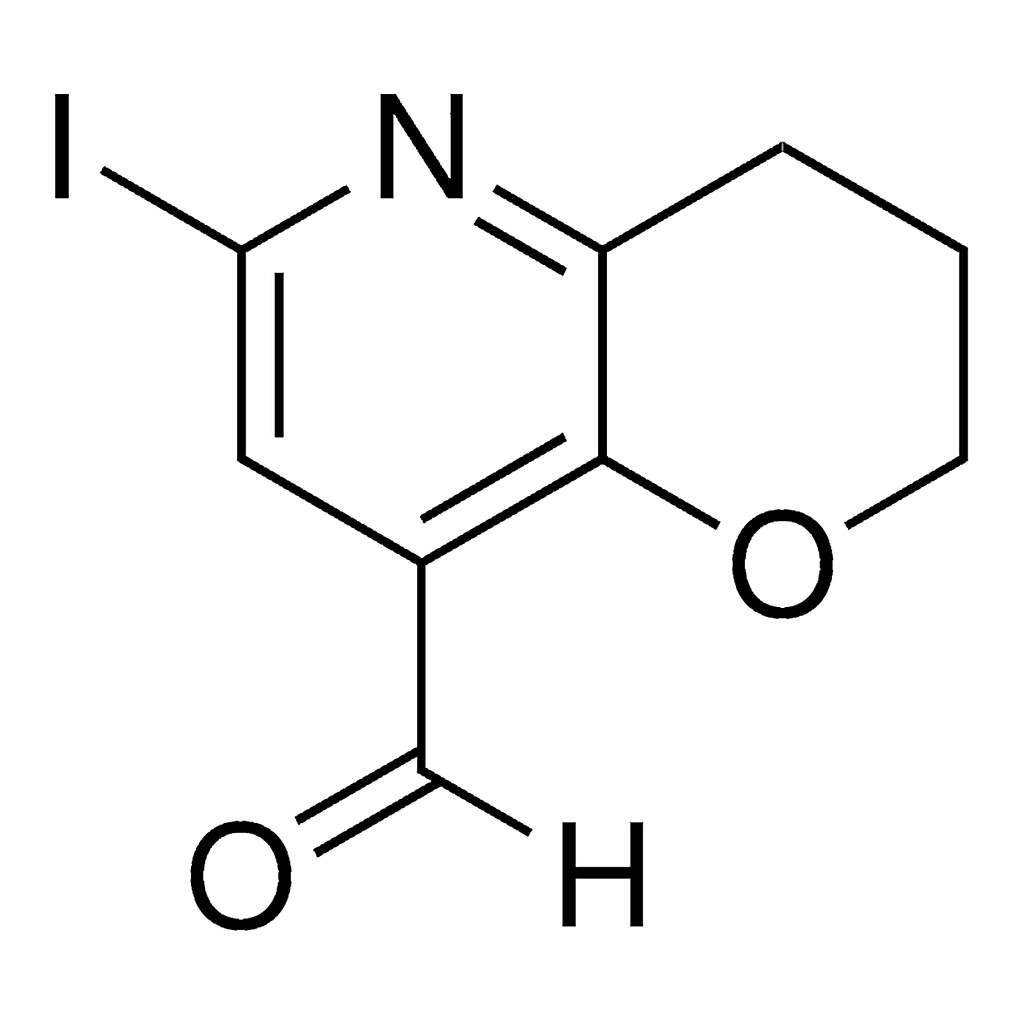 Merck 6-Iodo-3,4-dihydro-2H-pyrano[3,2-b]pyridine-8-carbaldehyde