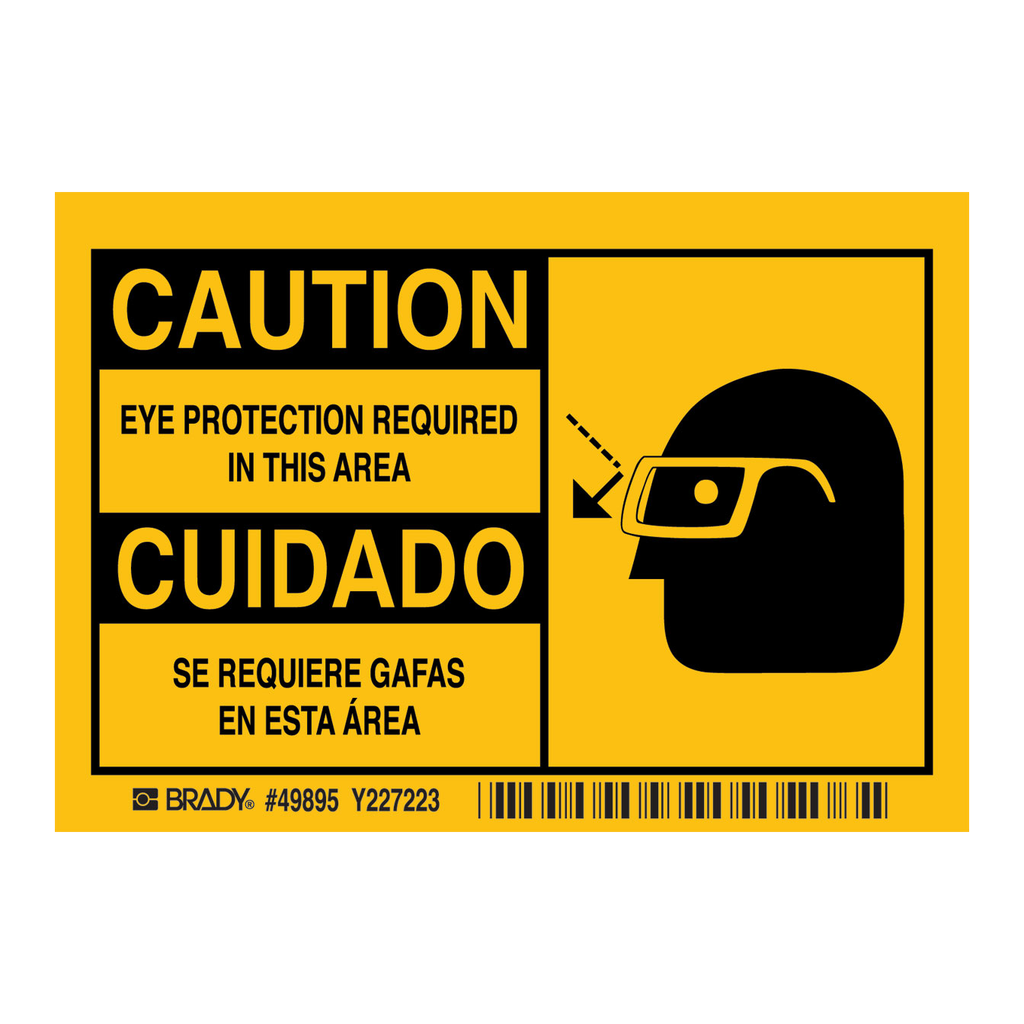Brady Bilingual Eye Protection Required In This Area Labels