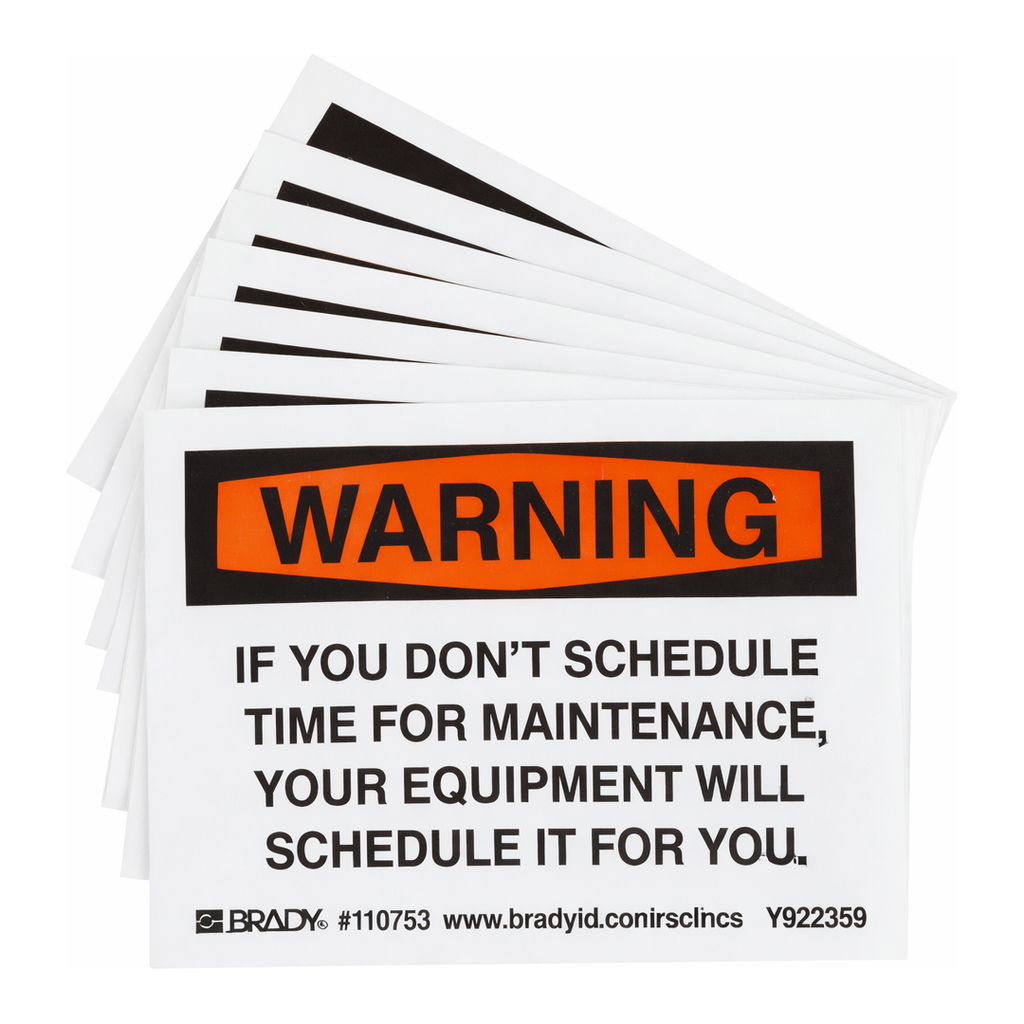 Brady Warning Equipment Maintenance Schedule Labels