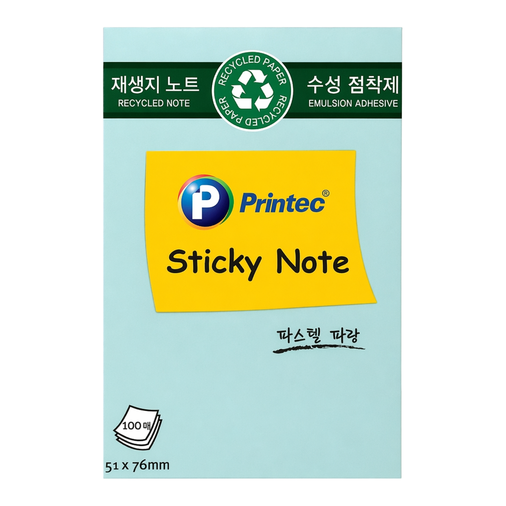 OFFICENEX 프린텍 E5176B 스티키노트 친환경파랑 51*76 100매