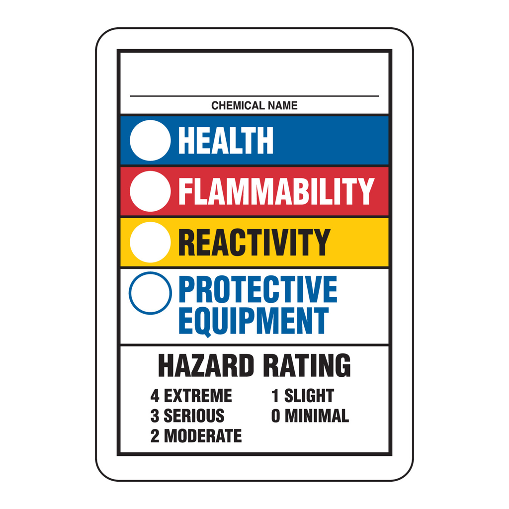 Brady Chemical Name Health Flammability Reactivity Protective Equipment Sign